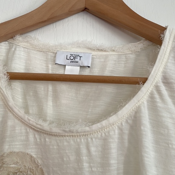 ANN TAYLOR LOFT short sleeve T-Shirt cream Size SP - Picture 3 of 13